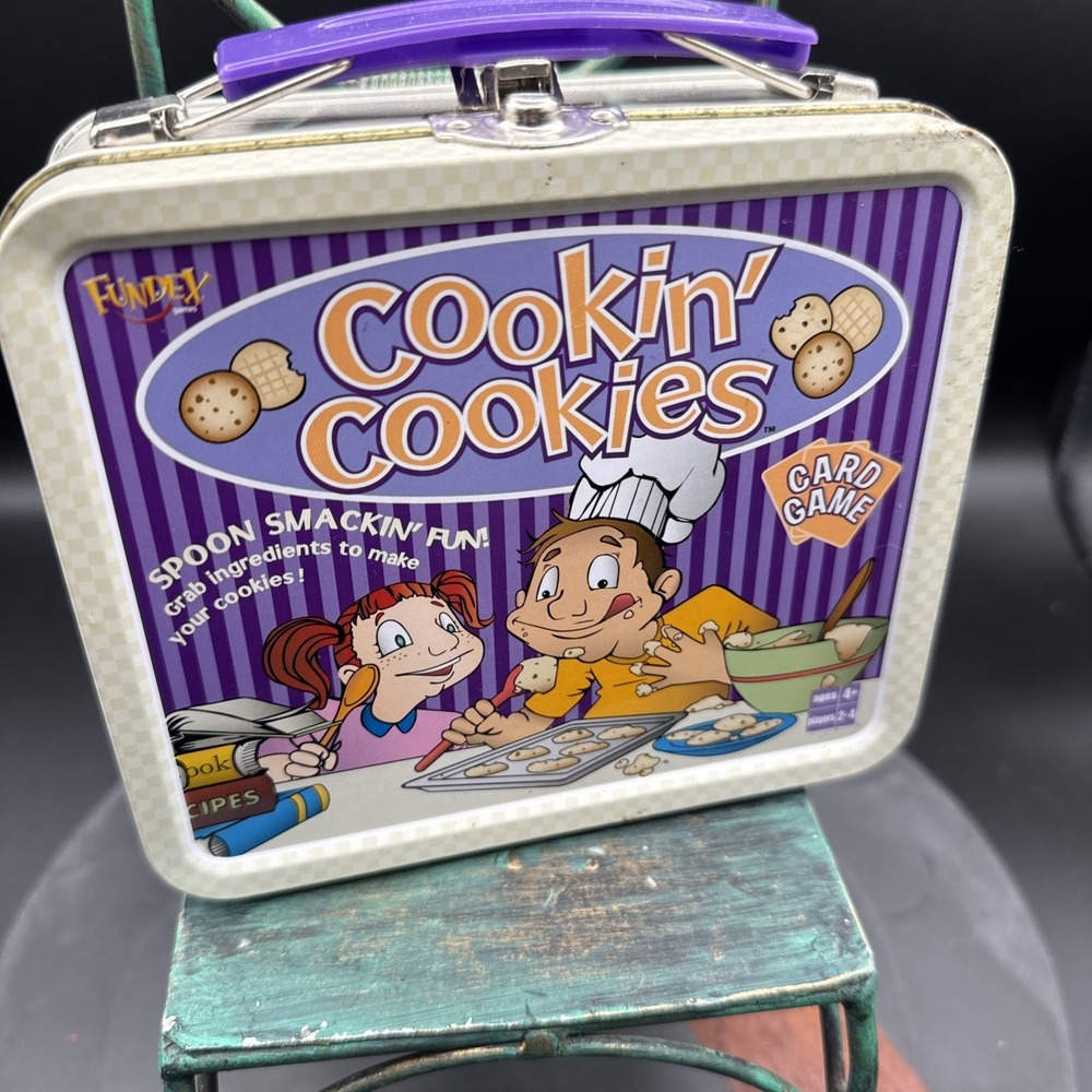Fundex Cookin' Cookies Card Game Vintage Metal Lunchbox Complete